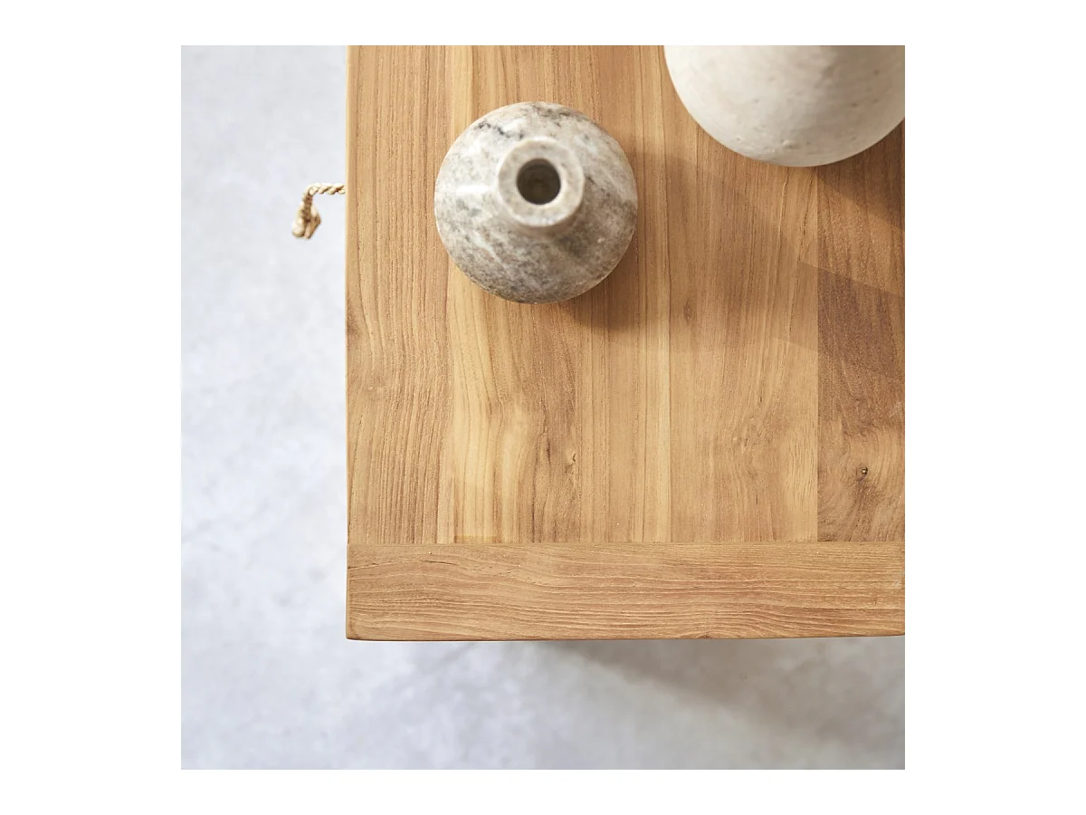 Nachtschrank Nachttisch Teakholz massiv hell solide Schlafzimmer Neu Tikamoon