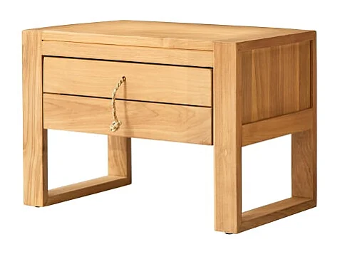 Nachtschrank Nachttisch Teakholz massiv hell solide Schlafzimmer Neu Tikamoon