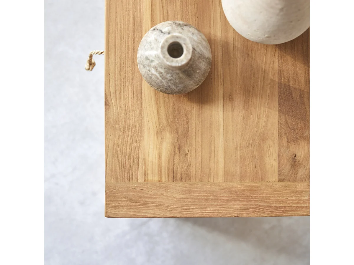 Nachtschrank Nachttisch Teakholz massiv hell solide Schlafzimmer Neu Tikamoon