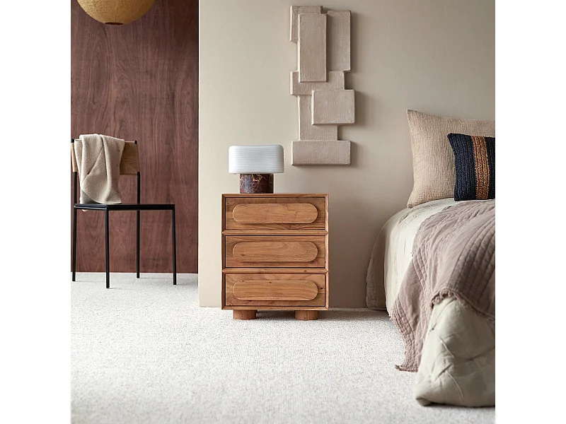 Chevet en bois d'acacia massif 3 tiroirs Olga