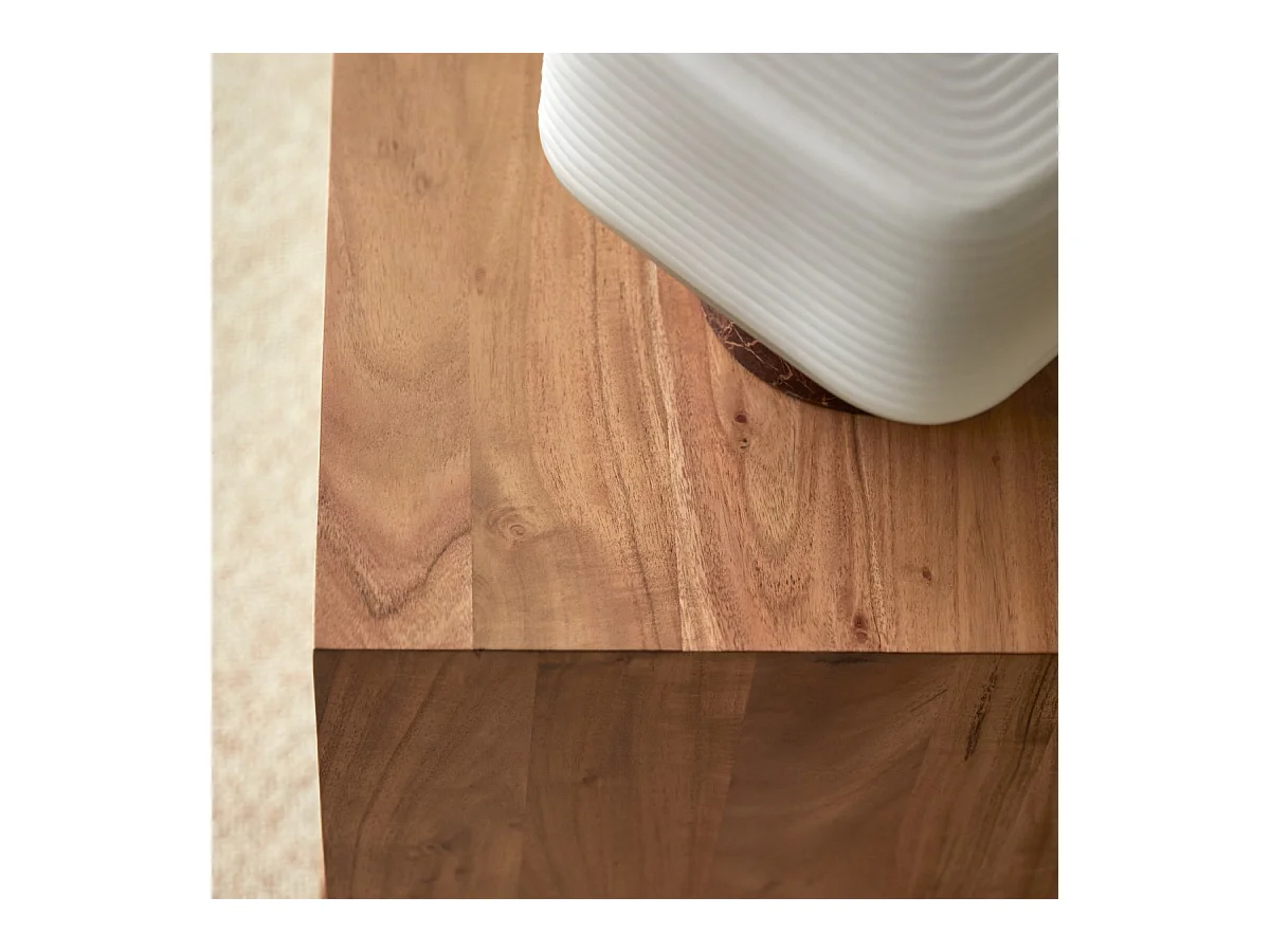 Comodino in legno massello di acacia a 3 cassetti