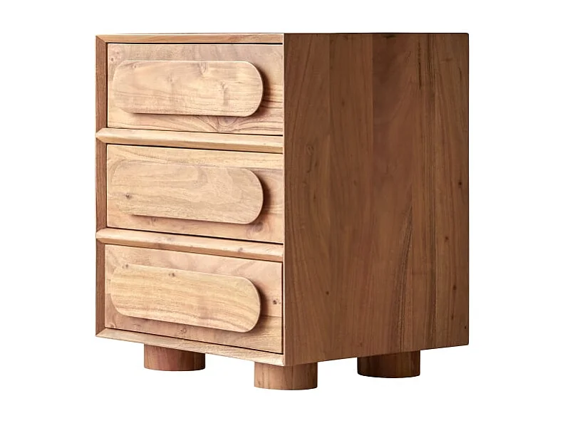 Chevet en bois d'acacia massif 3 tiroirs Olga