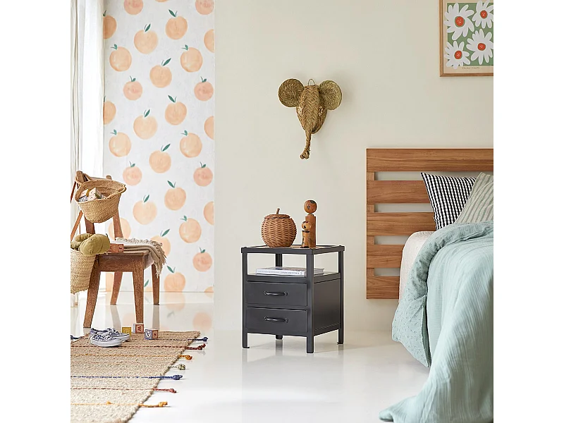Comodino per bambini in metallo 2 cassetti in stile industriale
