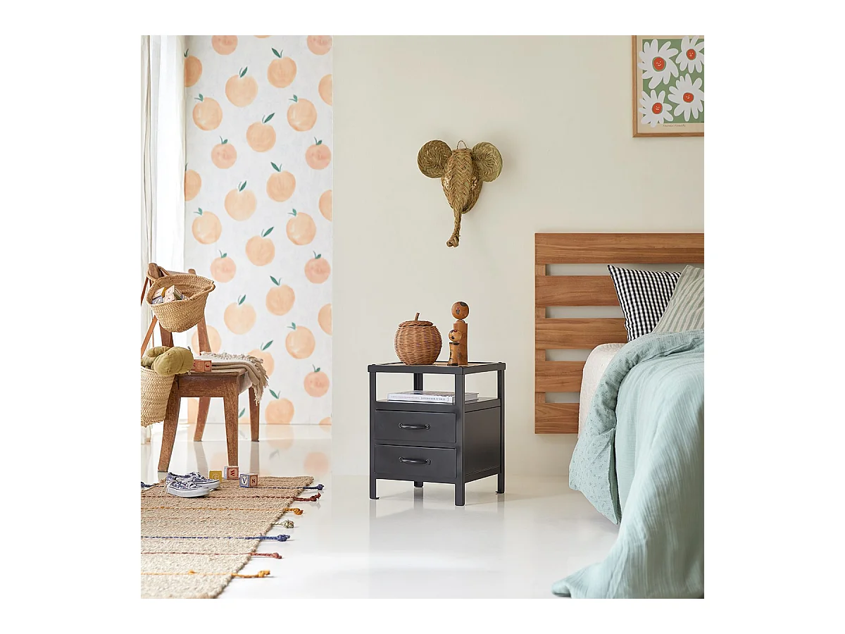 Metallnachttisch für Kinder mit 2 Schubladen im Industrial Style