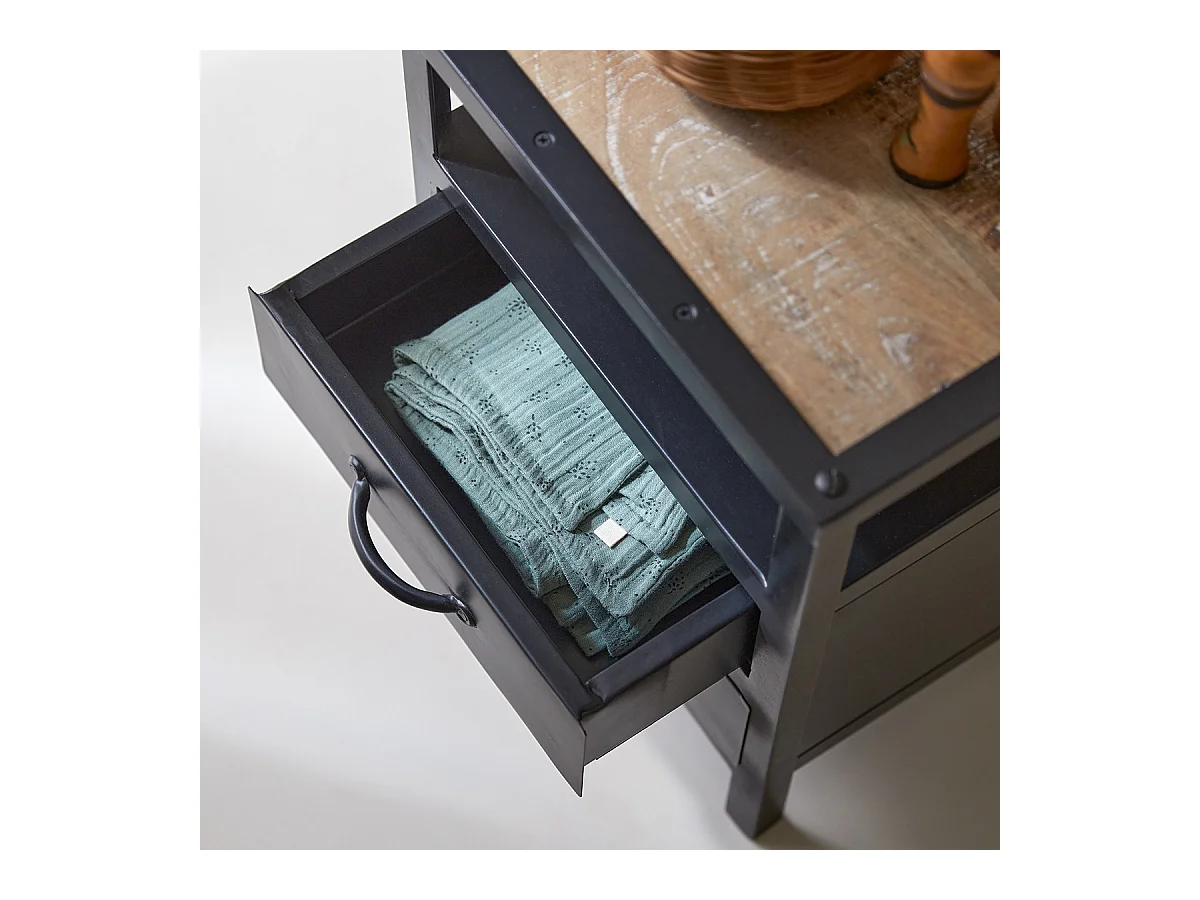 Metallnachttisch für Kinder mit 2 Schubladen im Industrial Style