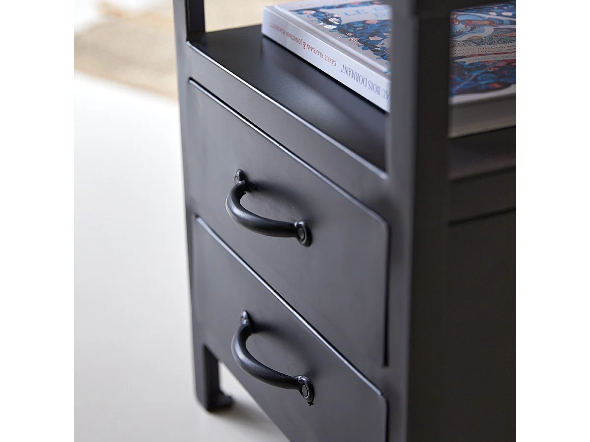 Metallnachttisch für Kinder mit 2 Schubladen im Industrial Style