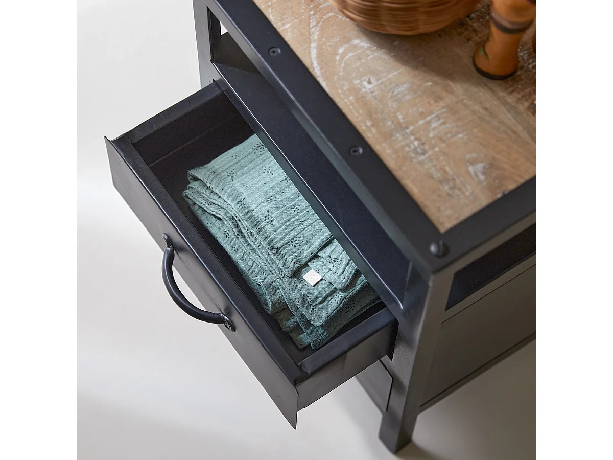 Comodino per bambini in metallo 2 cassetti in stile industriale