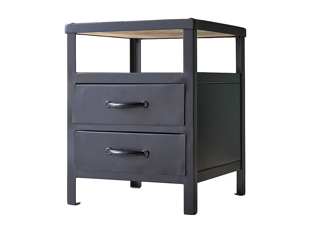 Comodino per bambini in metallo 2 cassetti in stile industriale