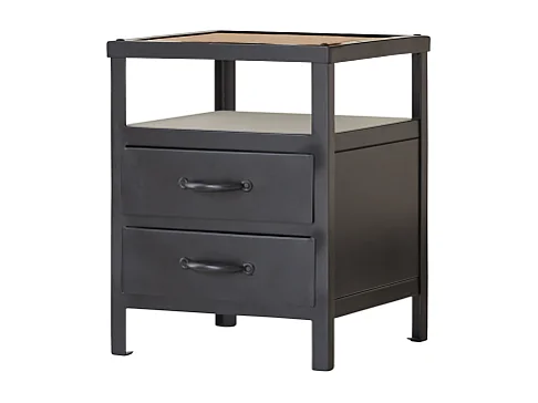 Metallnachttisch für Kinder mit 2 Schubladen im Industrial Style