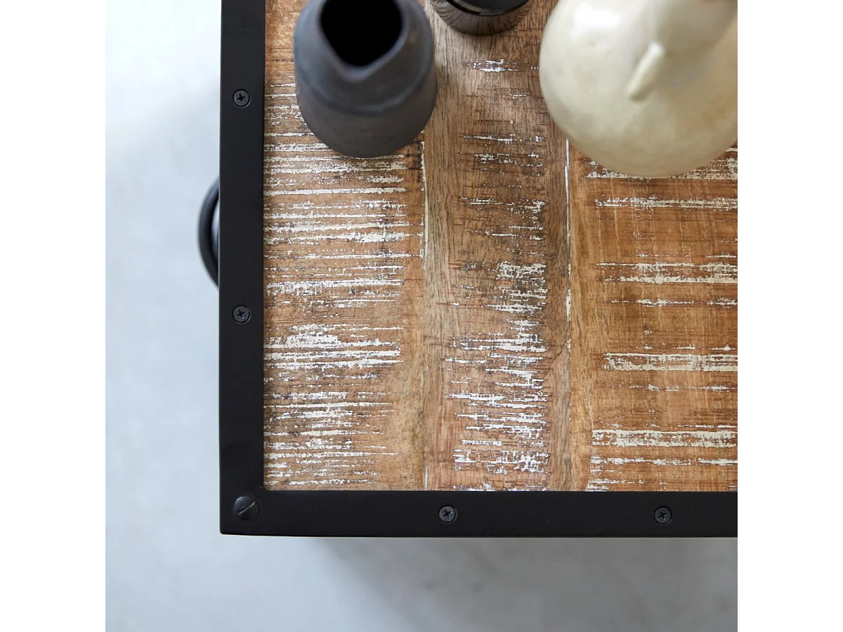 Comodino tavolino letto metallo nero camera da letto 2 cassetti design soggiorno