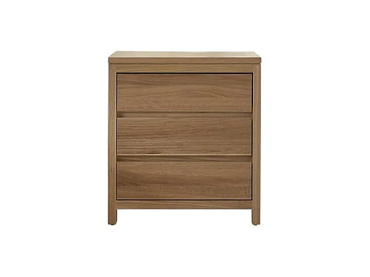 Comodino a 3 cassetti Eden in quercia massello 55 cm