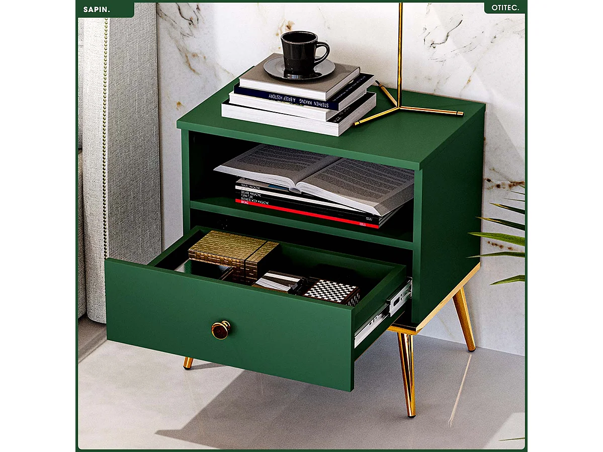 Table de Chevet - H.54 x L.50 x P.34 cm - SAPIN