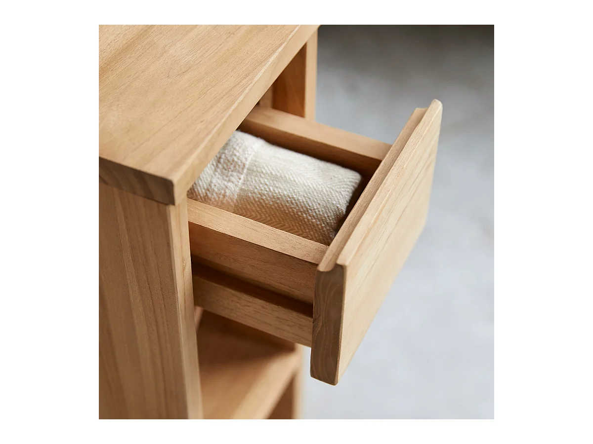 Comodino tavolino legno massello teak camera letto stanza arredo 1 cassetto