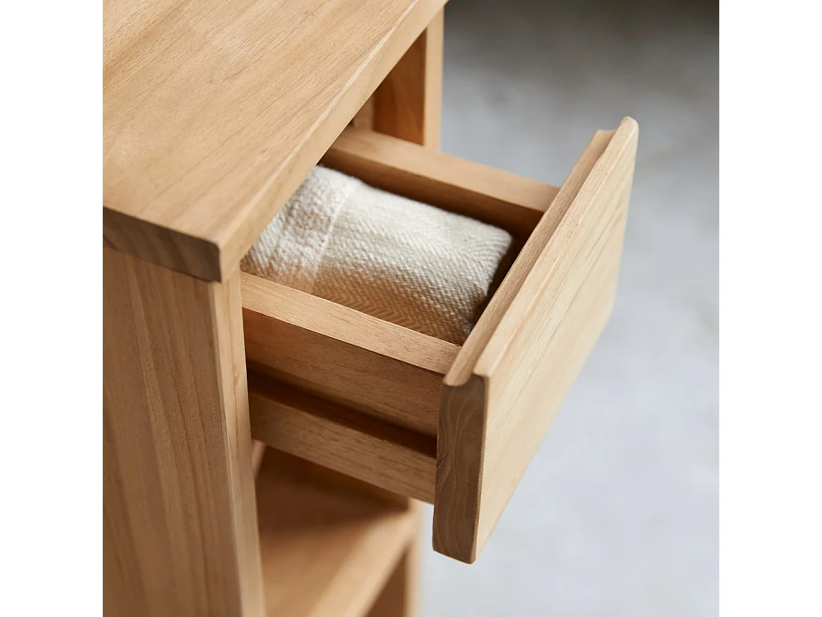 Comodino tavolino legno massello teak camera letto stanza arredo 1 cassetto