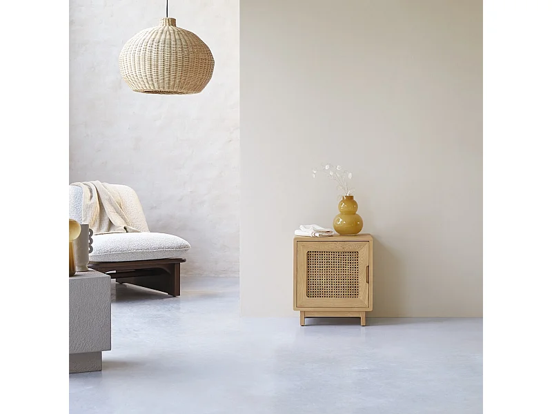 Chevet en bois d'orme et cannage Luis