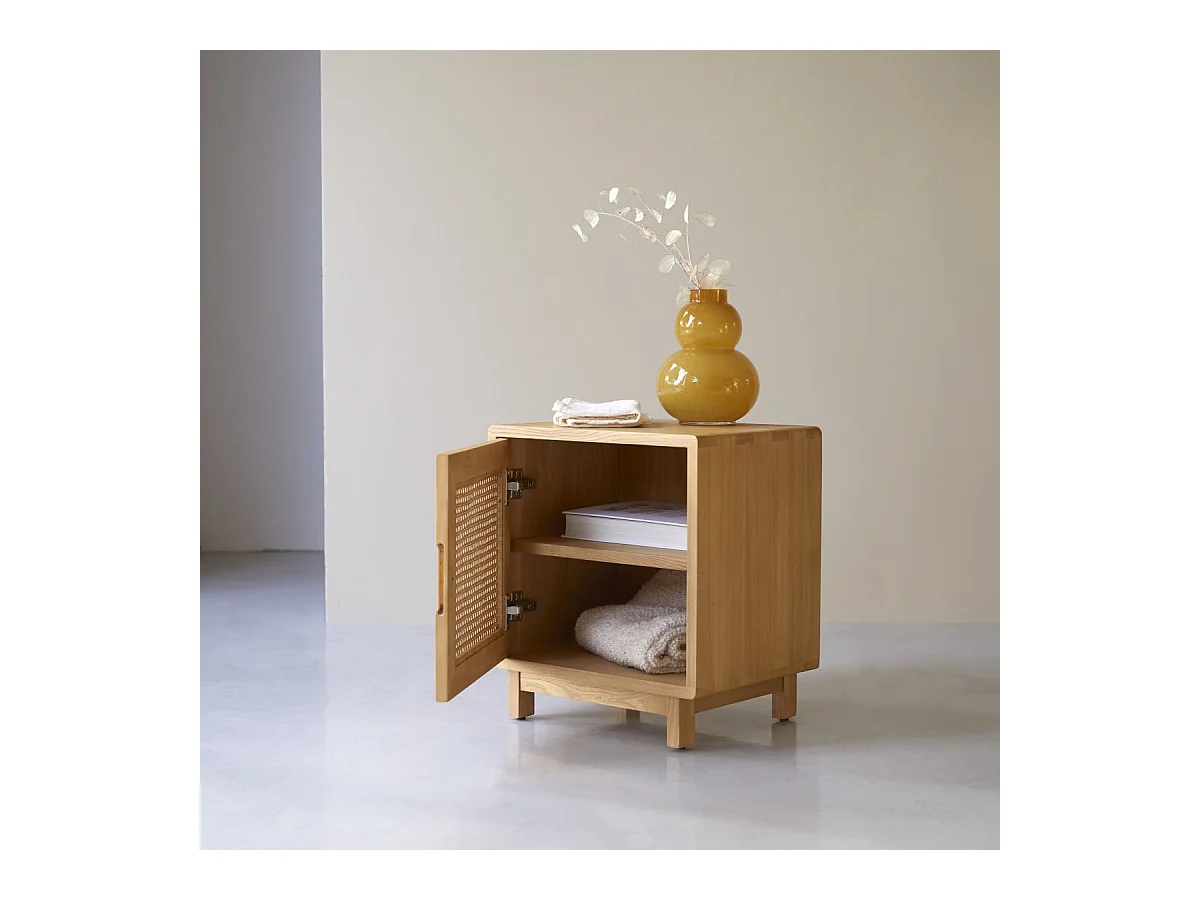 Chevet en bois d'orme et cannage Luis