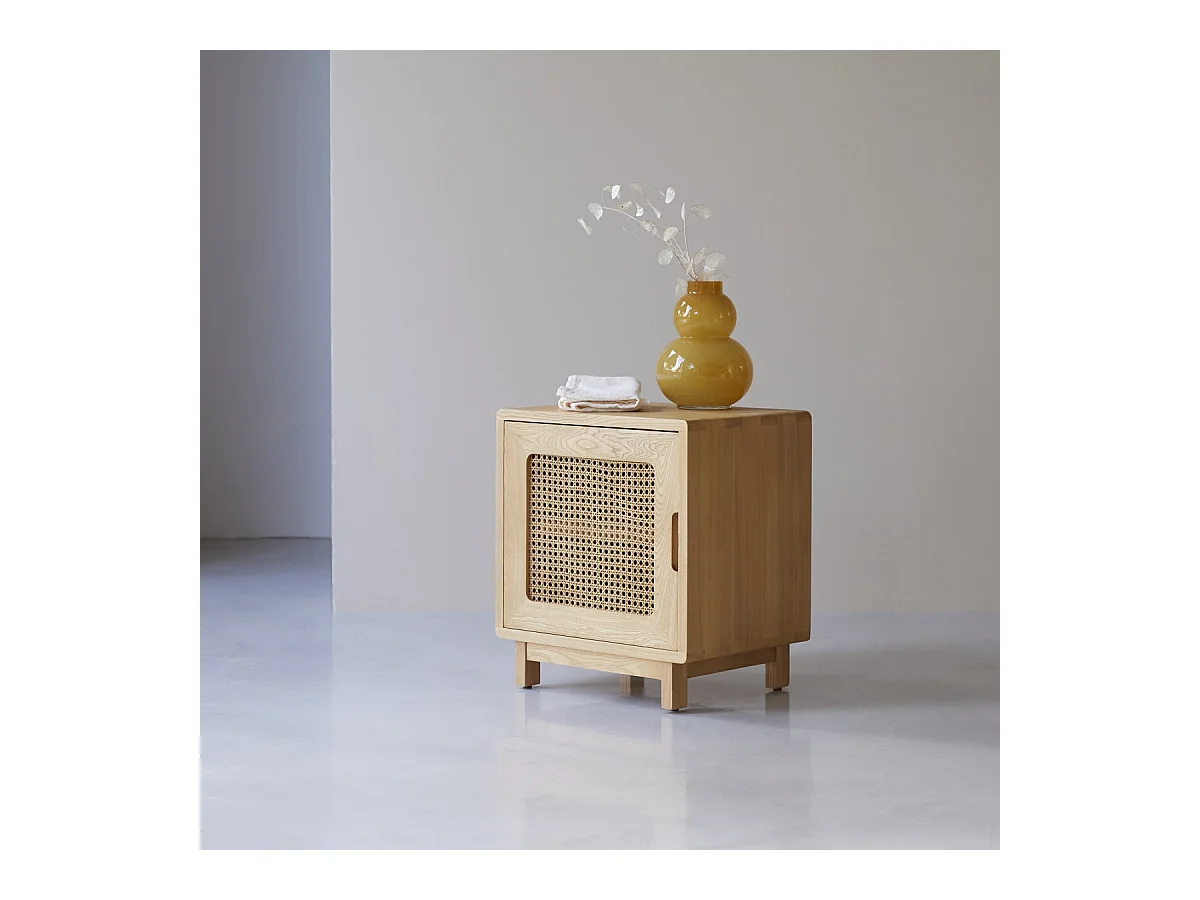 Chevet en bois d'orme et cannage Luis