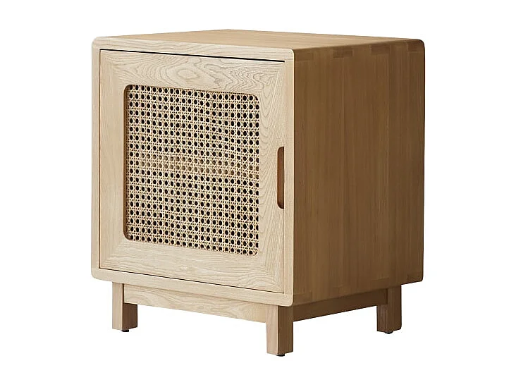 Comodino in legno di olmo e paglia di Vienna Luis