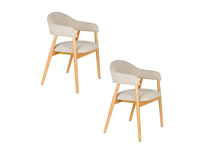 Fauteuil rembourré en tissu et bois Indy lot de deux