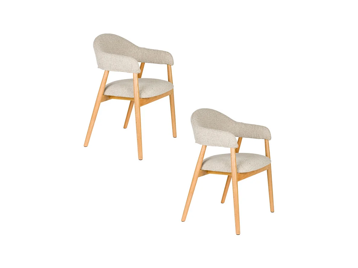 Fauteuil rembourré en tissu et bois Indy lot de deux