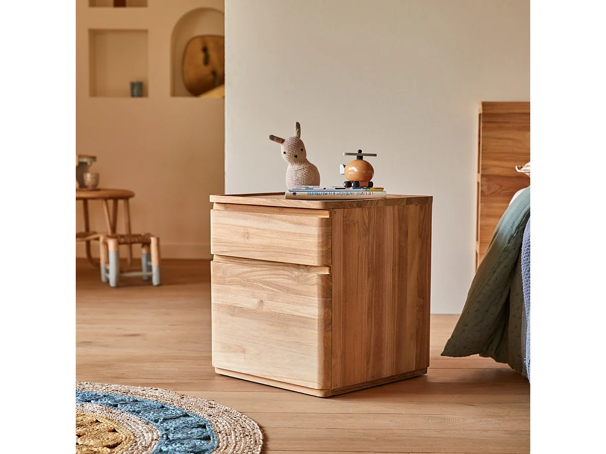 Comodino per bambini in legno di teak Nino