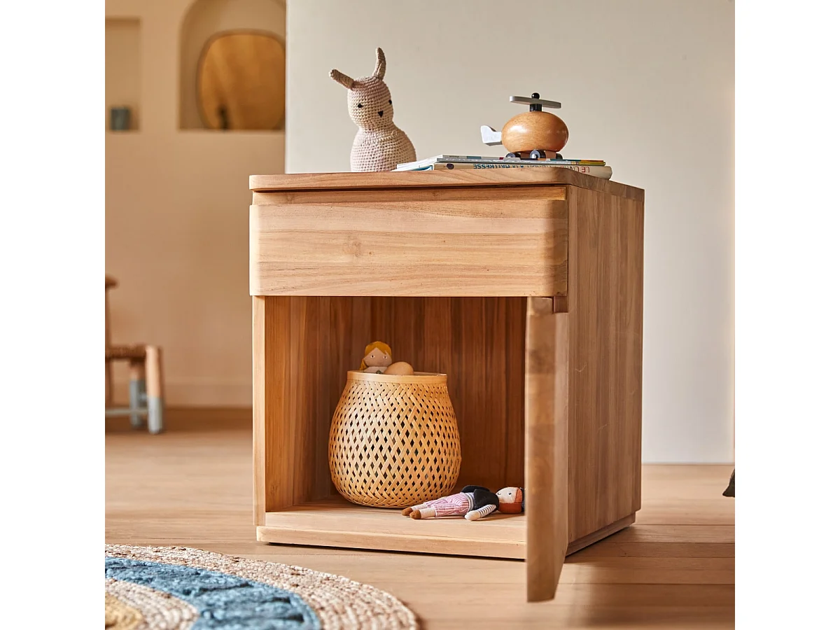 Comodino per bambini in legno di teak Nino