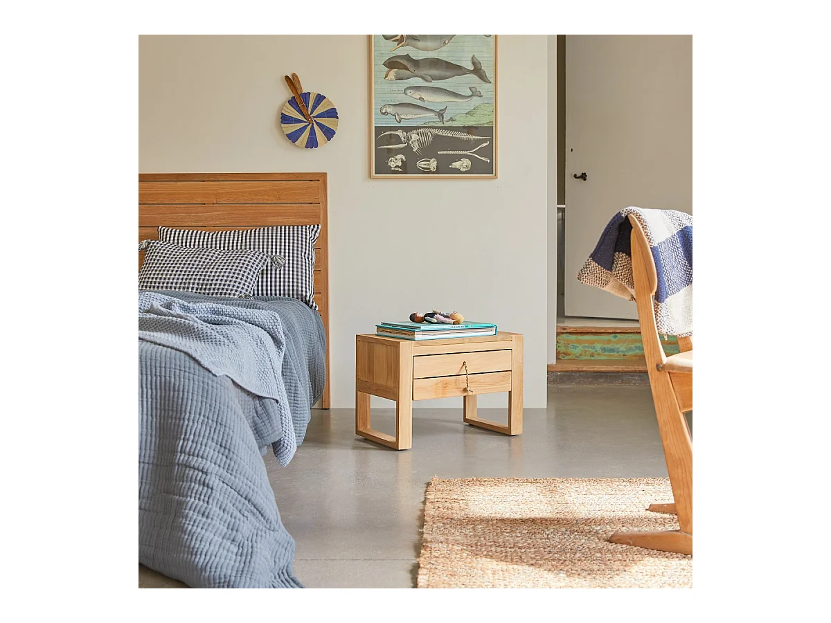 Chevet enfant en bois de teck Minimalys