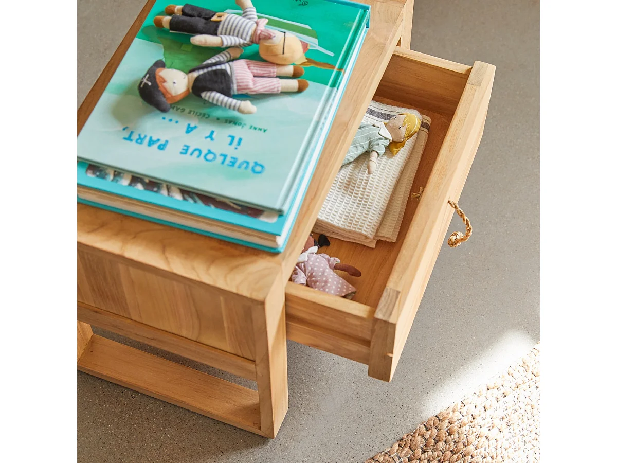 Comodino per bambini in legno di teak Minimalys
