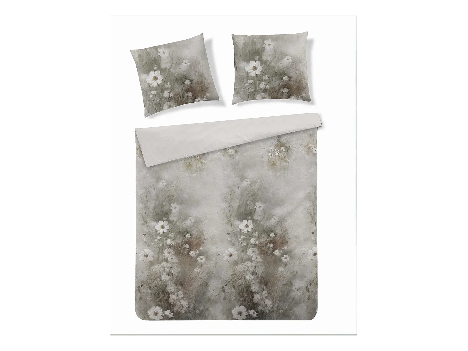 Parure de lit Garelia gris clair microfibre 160x200