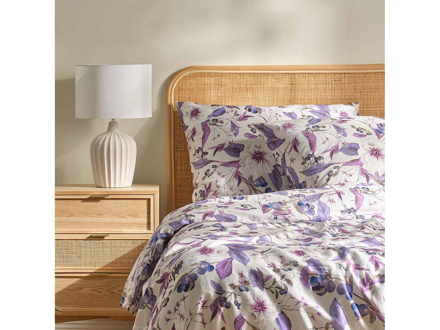 Parure de lit Verise gris clair satin de coton 200x220