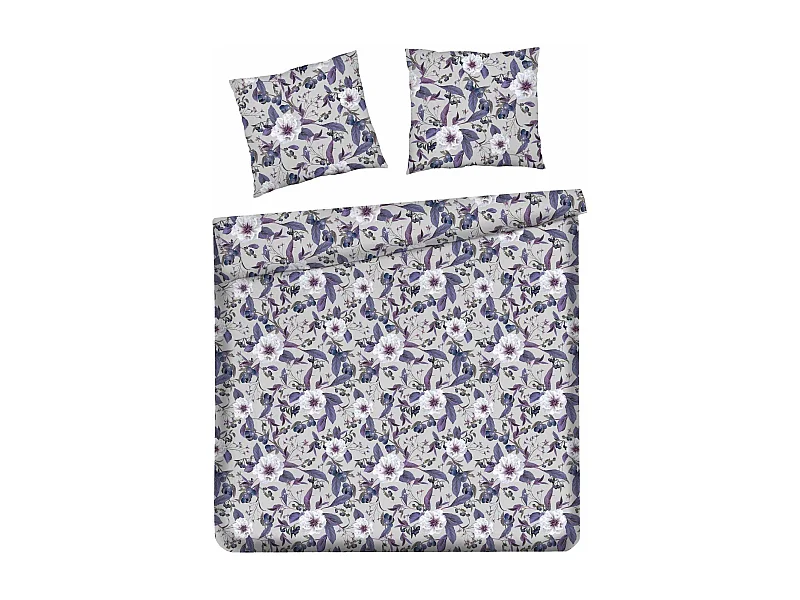 Parure de lit Verise gris clair satin de coton 200x220