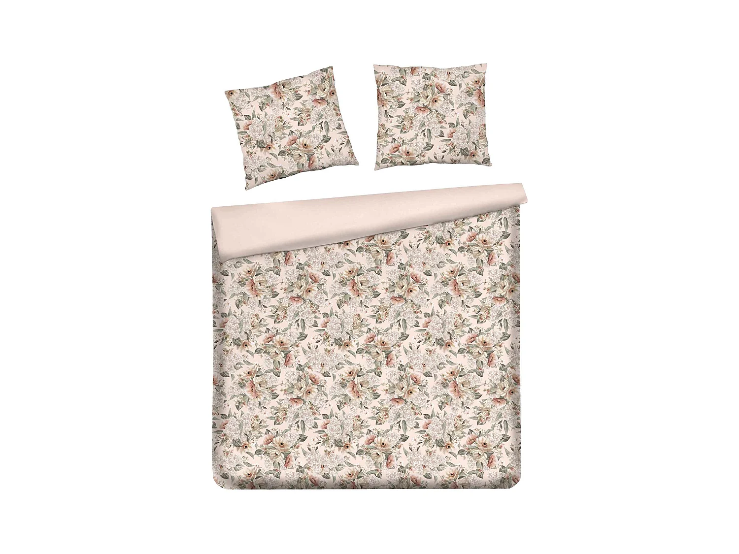 Parure de lit Amorette Rose Pâle Satin de Coton 200x220