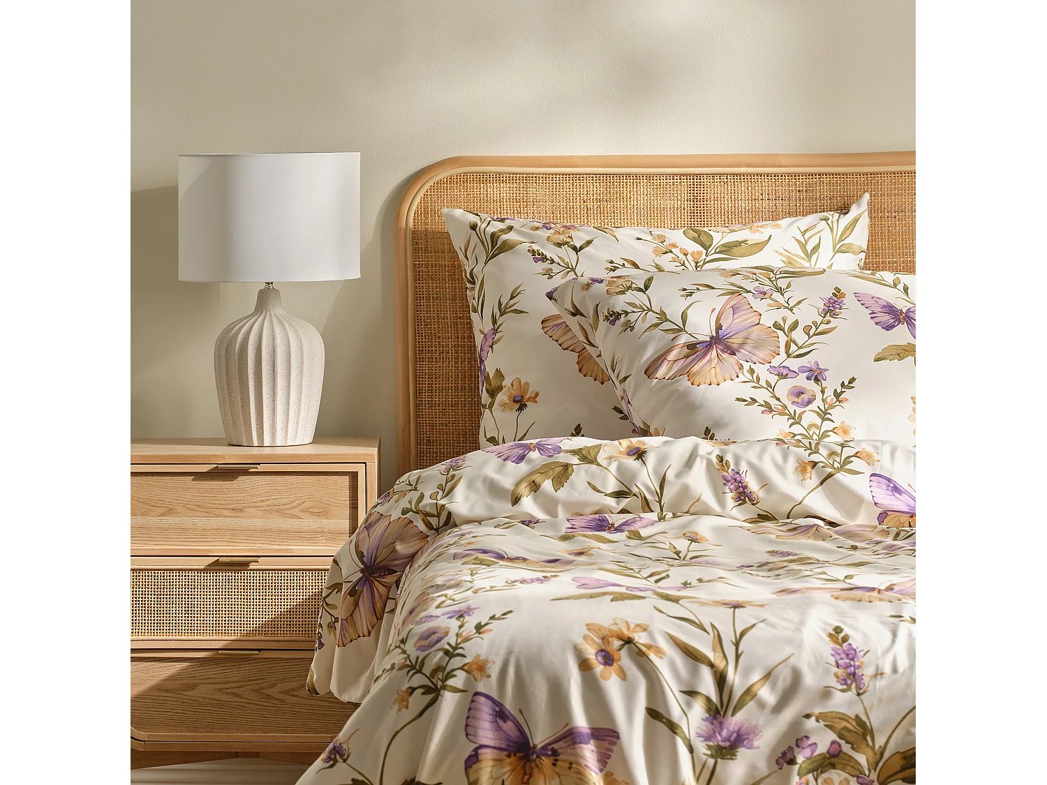 Parure de lit Delori écru microfibre 160x200