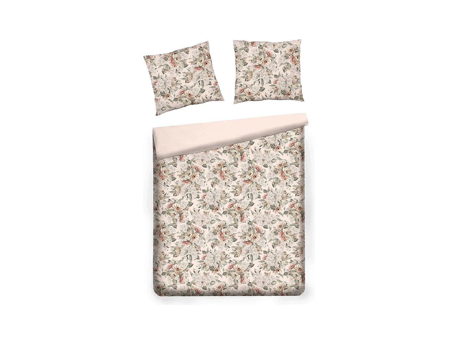 Parure de lit Amorette Rose pâle Satin de Coton 160x200