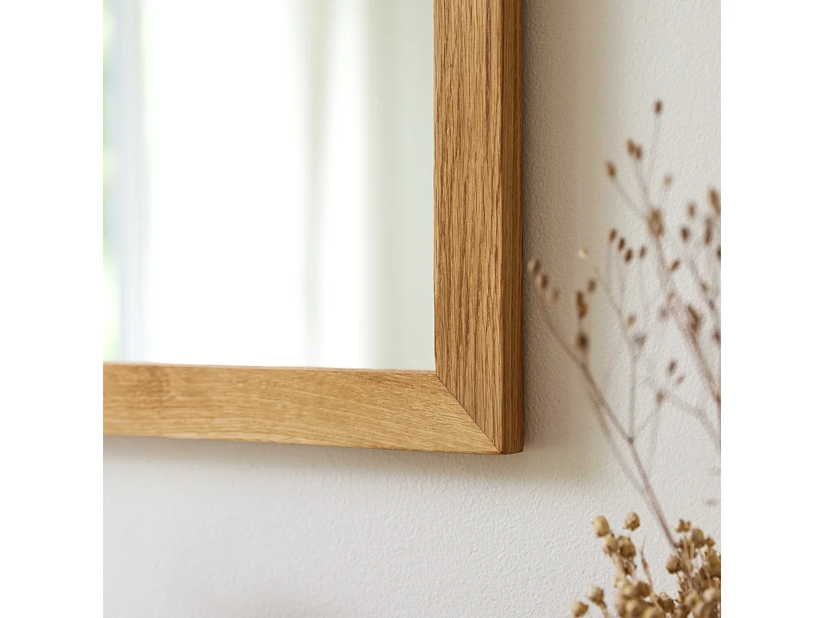 Spiegel aus Eichenholz Badezimmerspiegel Eiche massiv 70 x 50 cm neu Tikamoon