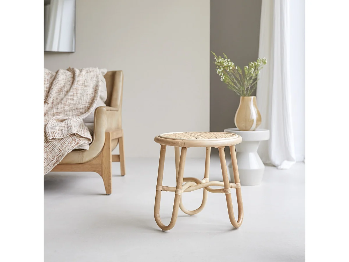 Bout de canapé en tiges de rotin 40 Lina