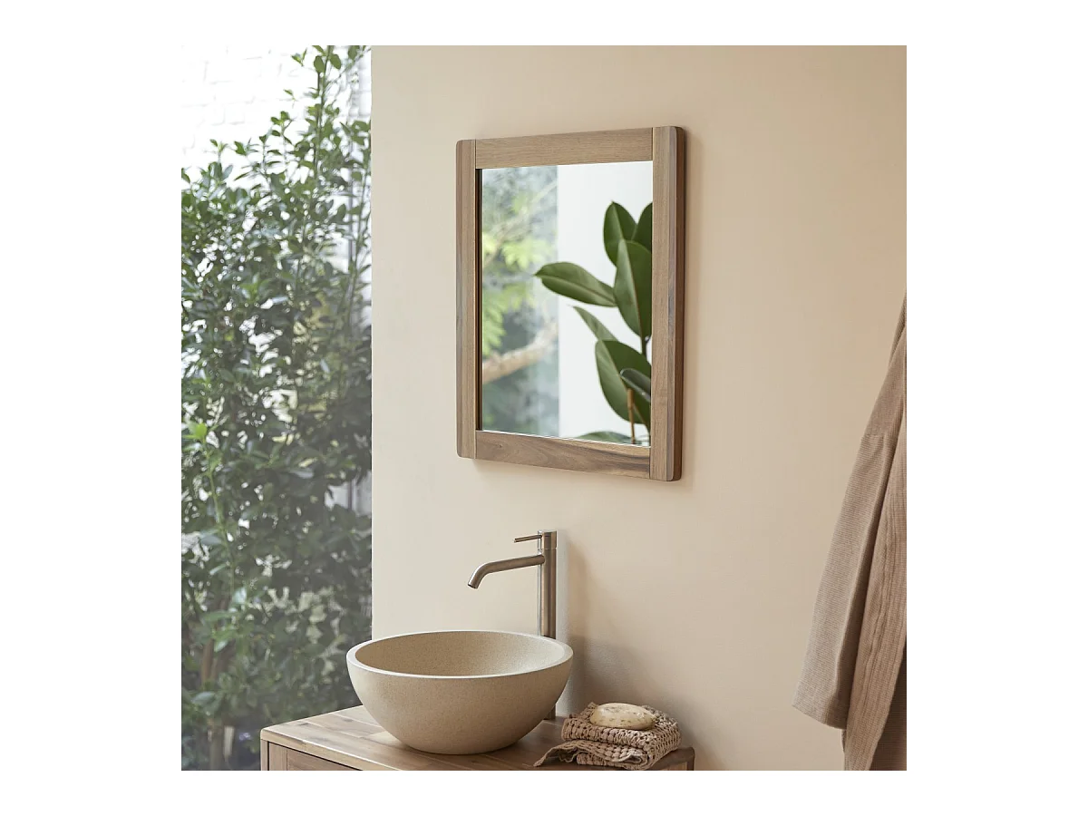 Miroir en bois d'acacia massif 55,5x50 Lila
