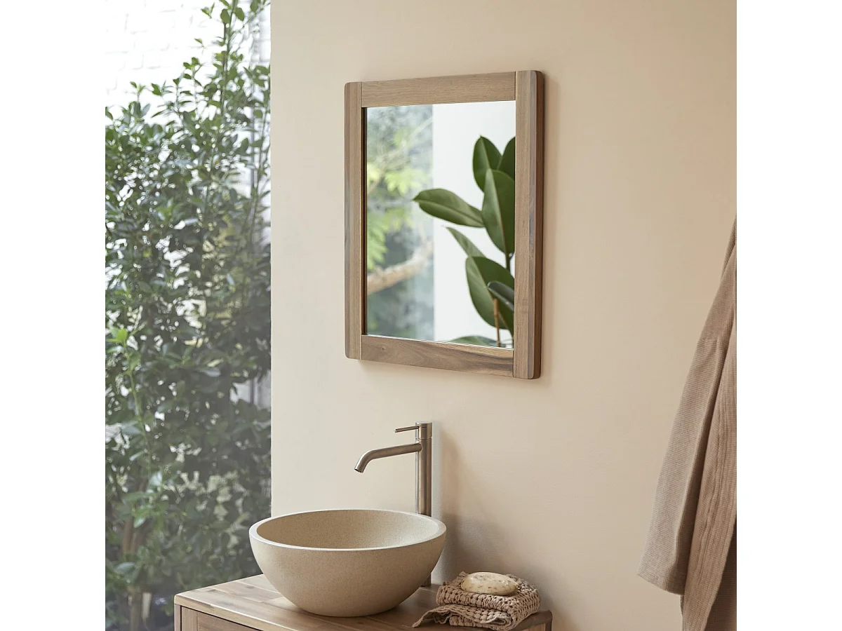 Specchio in legno massello di acacia 55,5x50 Lila