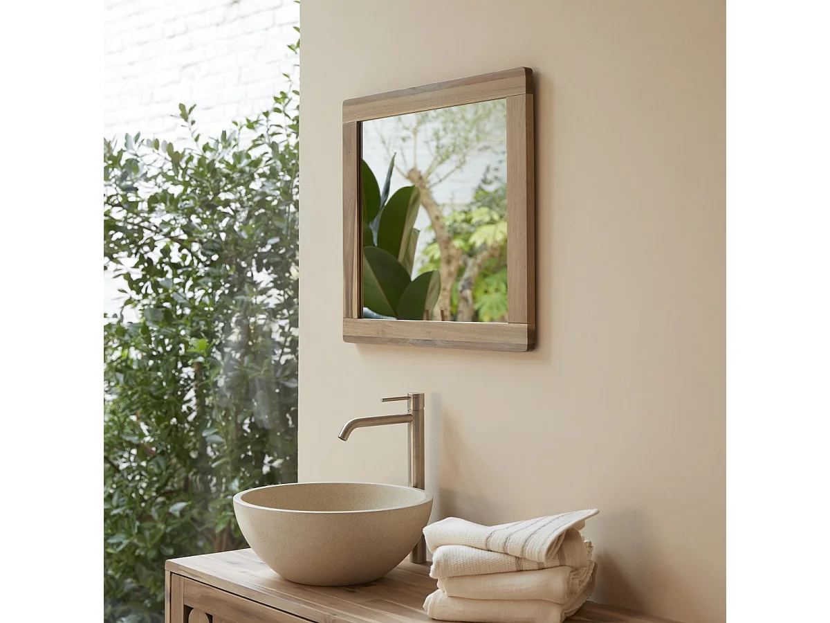 Specchio in legno massello di acacia 55,5x50 Lila