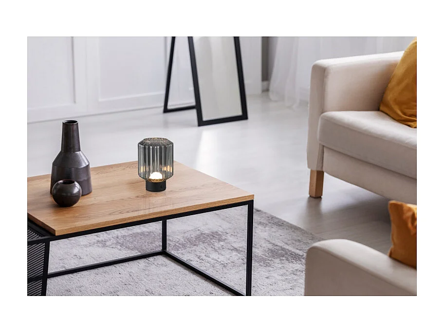 Lampe de table rechargeable en verre et métal Lord