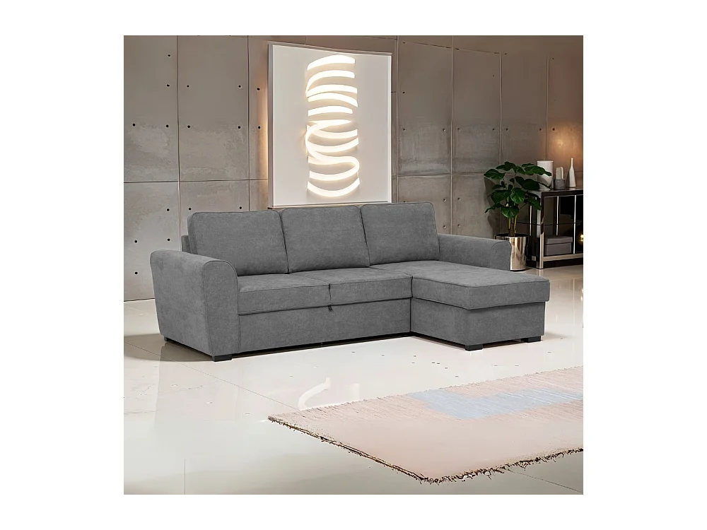 Divano letto penisola Reversibile Aston con contenitore in tessuto grigio 251.5x159.5x86H