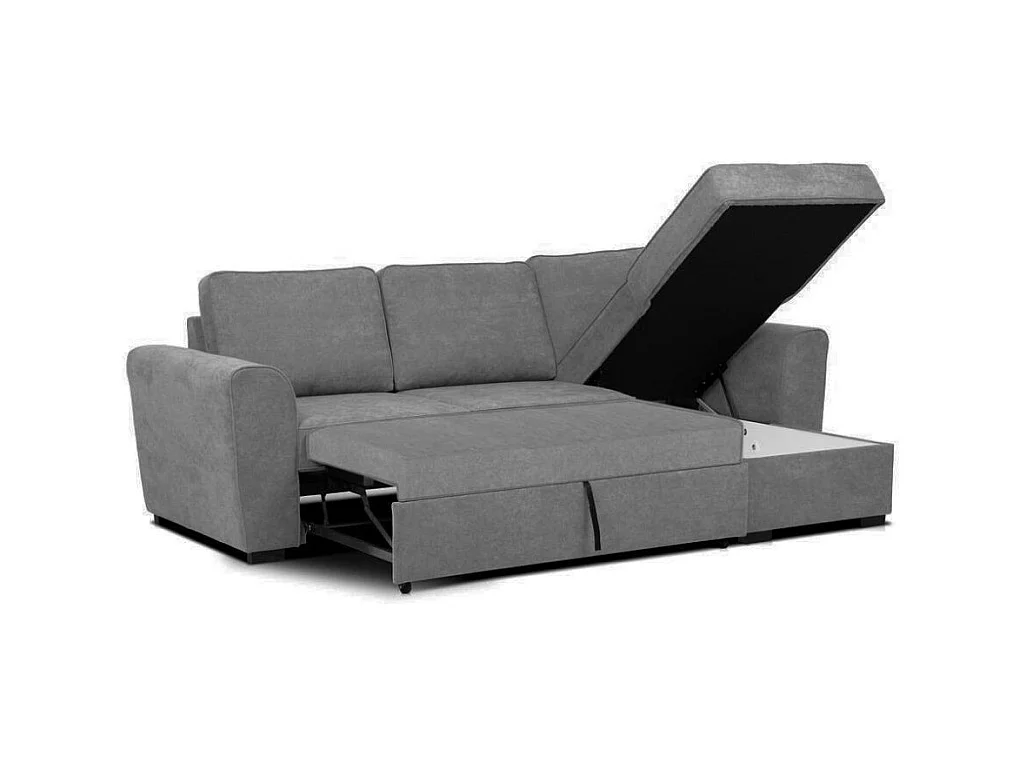 Divano letto penisola Reversibile Aston con contenitore in tessuto grigio 251.5x159.5x86H