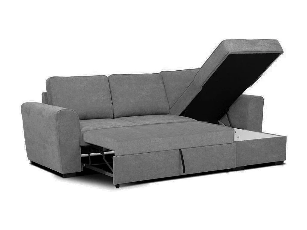 Divano letto penisola Reversibile Aston con contenitore in tessuto grigio 251.5x159.5x86H