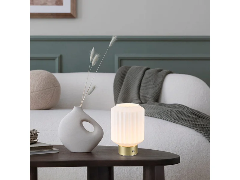 Lampe de table rechargeable en verre et métal Lord