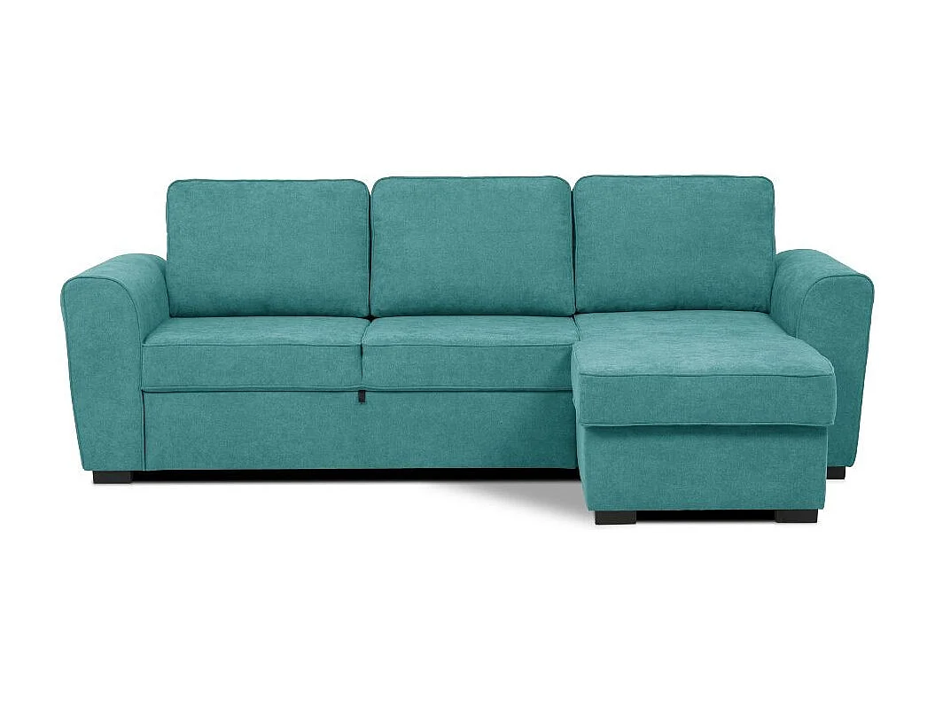 Divano letto penisola Reversibile Aston con contenitore in tessuto turchese 251.5x159.5x86H