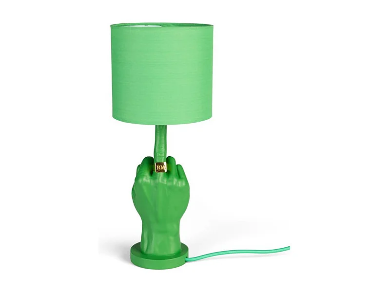 Lampe verte culottée,