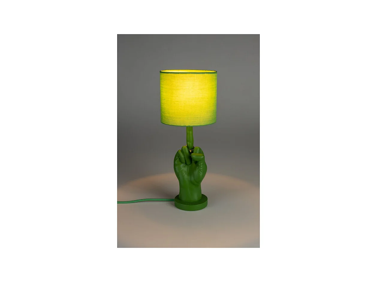 Lampe verte culottée,
