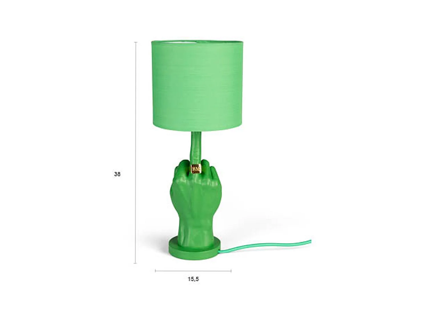 Lampe verte culottée,
