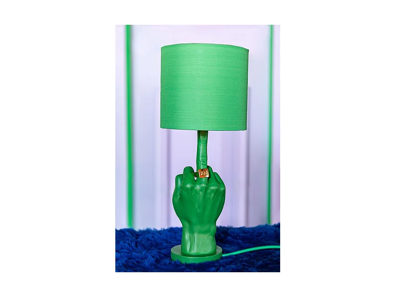 Lampe verte culottée,
