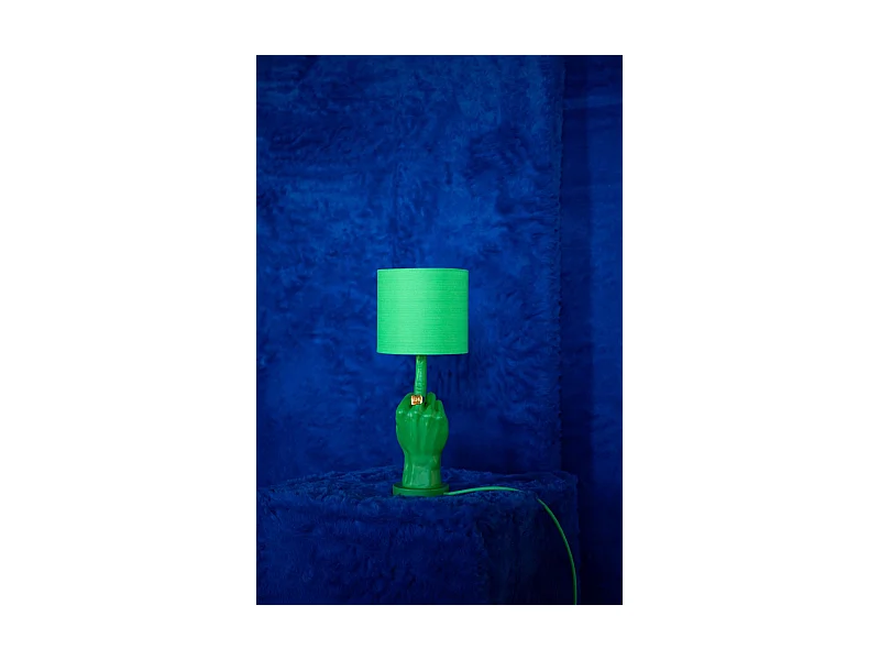 Lampe verte culottée,